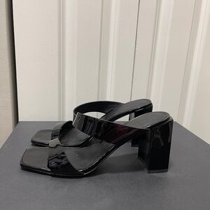 Sigerson Morrison Carlota Square-Heel Patent Leather Slide Sandals IT40/US10-9.5